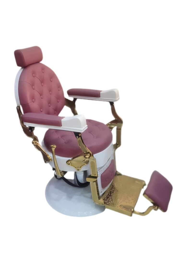 vintage Elegant Professional Salon Chair for Barbers and Spa Users. featuring adjustable settings, reclining function, and ergonomic design with premium upholstery for enhanced comfort and long-lasting durability. - Image 2