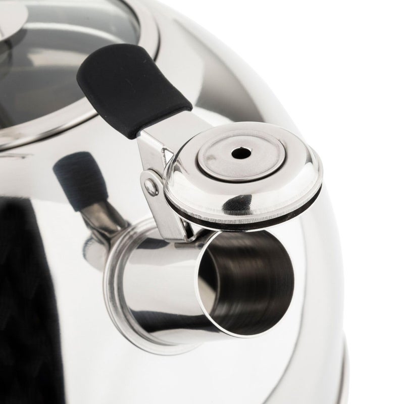 Viking Viking Culinary 3-Ply Stainless Steel Whistling Tea Kettle, 2.6 Quart, Includes Tempered Glass Lid, Ergonomic Handle, Works on All Cooktops including Induction, Mirror Finish  - Image 3
