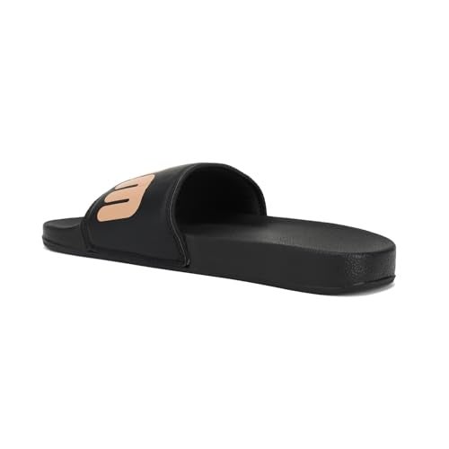 hummel CHUNK MEN SLIDERS Comfortable Cushioned Sole Arch Support Durable Lightweight Flexible Trendy Style Flip flops and Slippers Slides for Men Daily use Chappal - UK 6 Black/Beige - Image 5