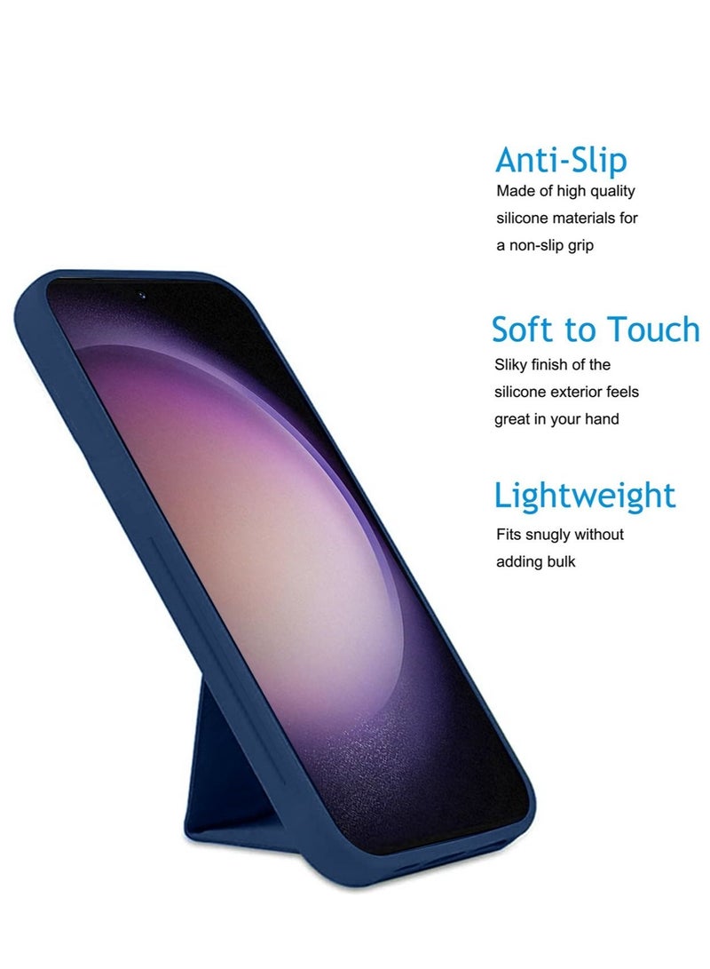 Wtech Hand Grip and Multi Stand Magnetic Car Mount Kickstand Case Finger Strap Cover For Samsung Galaxy S23 Navy Blue - Image 2