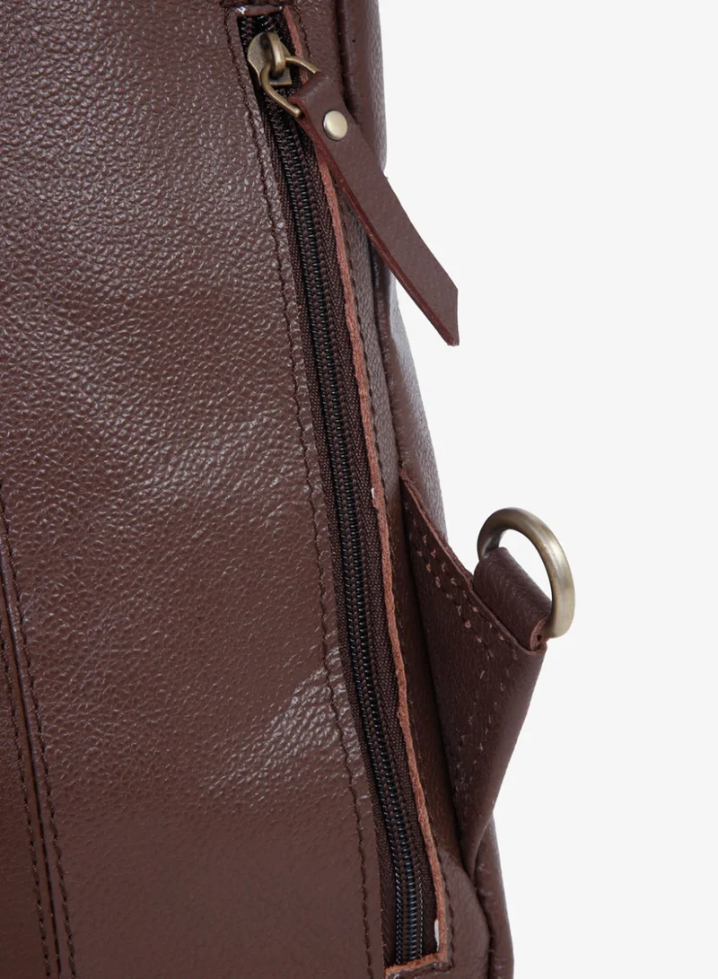 Teakwood  Teakwood Genuine Leather Sling Bag for Men & Women | Crossbody Messenger Bag with Front Zipper Pocket, Rear Pocket & Spacious Main Compartment | Adjustable Strap | Travel & Office Organizer | Brown  | Best Price UAE