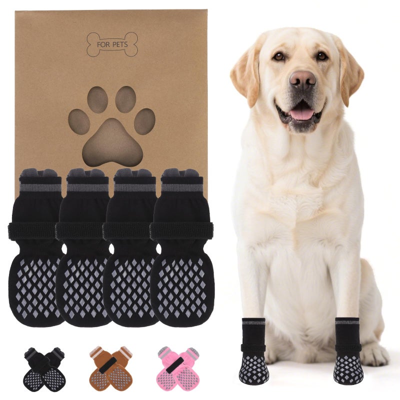 KOOLTAIL Anti Slip Dog Socks Booties to Prevent Licking Paws Scratching, Pet Boots&Paw Protector for Hardwood Floors, Dog Shoes for Winter, Traction Control Grip Socks for Small Medium Large Dogs M - Image 1