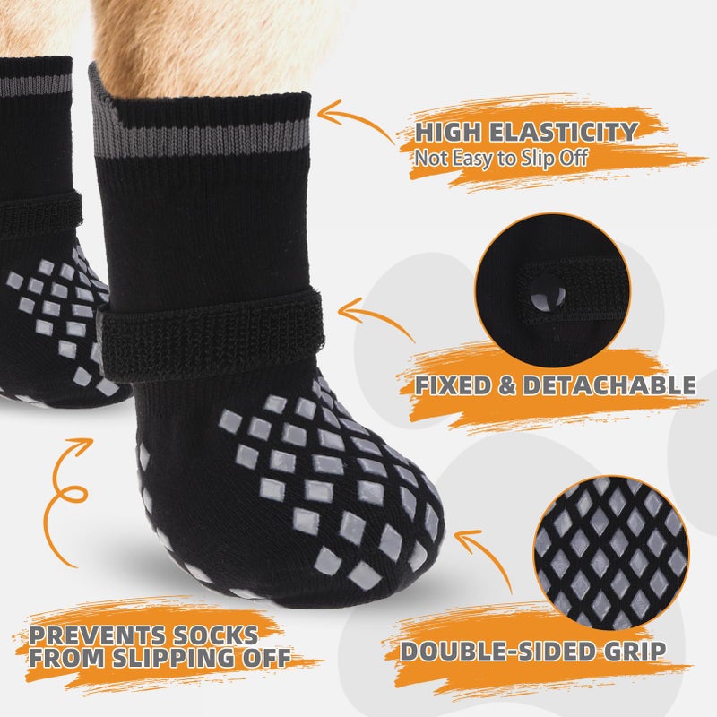 KOOLTAIL Anti Slip Dog Socks Booties to Prevent Licking Paws Scratching, Pet Boots&Paw Protector for Hardwood Floors, Dog Shoes for Winter, Traction Control Grip Socks for Small Medium Large Dogs M - Image 3