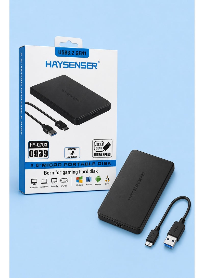 HAYSENSER 2.5" Portable HDD/SSD Enclosure, USB 3.2 Gen1 External Hard Drive Case - Image 1