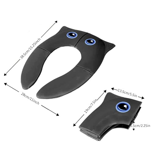 TechHark Plastic Baby Potty Training Toilet Seat For Boys And Girls Kids, Non-Slip With Splash Guard, Fits Round & Oval Toilets(Travel Black, 1 Count) - Image 3