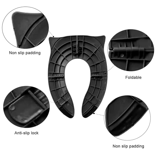 TechHark Plastic Baby Potty Training Toilet Seat For Boys And Girls Kids, Non-Slip With Splash Guard, Fits Round & Oval Toilets(Travel Black, 1 Count) - Image 4