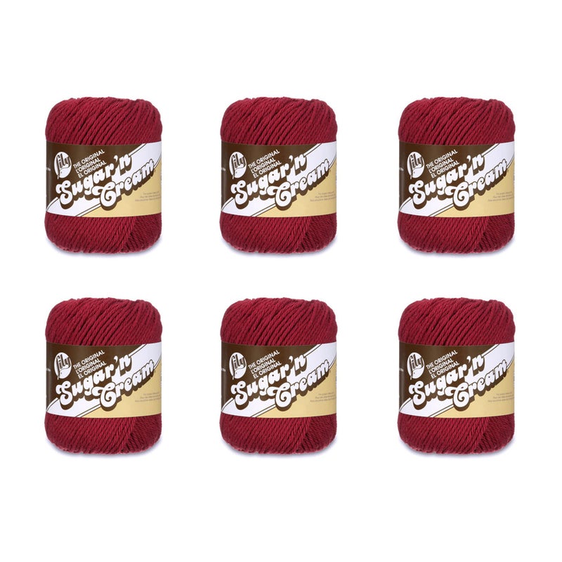 Lily SugarN Cream Wine Yarn 6 Pack of 71g25oz Cotton 4 Medium Worsted 120 Yards KnittingCrochet - Image 2