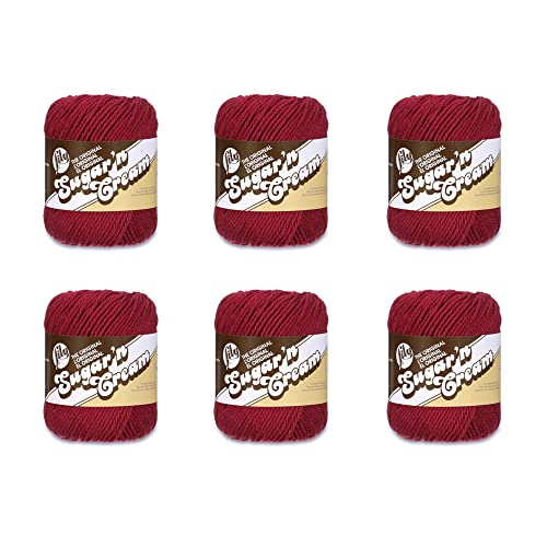 Lily SugarN Cream Wine Yarn 6 Pack of 71g25oz Cotton 4 Medium Worsted 120 Yards KnittingCrochet - Image 1