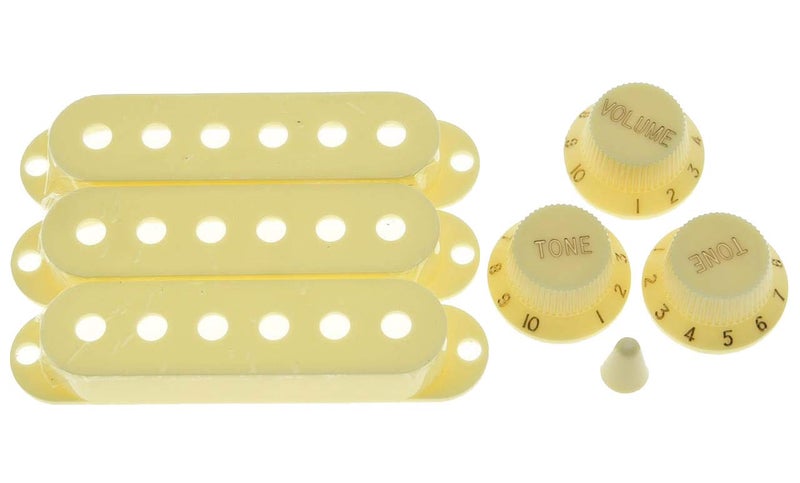 KAISH Aged White ST Strat Pickup Covers Knobs and 5 Way Switch Tip - Image 2