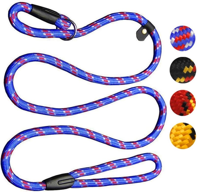 Coolrunner Dog Rope Leash, 5 FT Pet Slip Lead, Dog Training Leash, Standard Adjustable Pet Nylon Leash for Small Medium Dogs 10-80 lb Walking(Blue) - Image 1