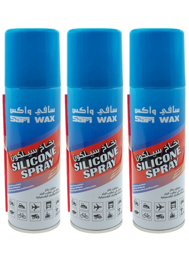 Safi WAX Combo 3 pcs Safi Wax Silicone Spray Moisturizes, Protects And Restores Elasticity for Rubber, Leather And Plastic Parts 400ml SFW-106 - Image 1