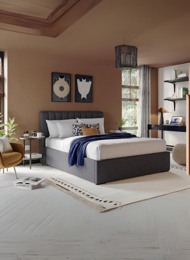 بيد آند ماتريس هوم سرير منجد من Dreamy Nest مقاس توأم كبير (140 × 200 مقاس المرتبة) لون رمادي حجم 212 × 148 (يُباع المرتبة بشكل منفصل) - Image 1
