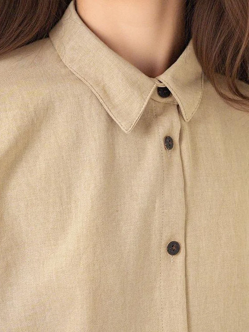 BIG DART BDART Linen Blend Long Sleeve Shirt and Pants Co-ord Set