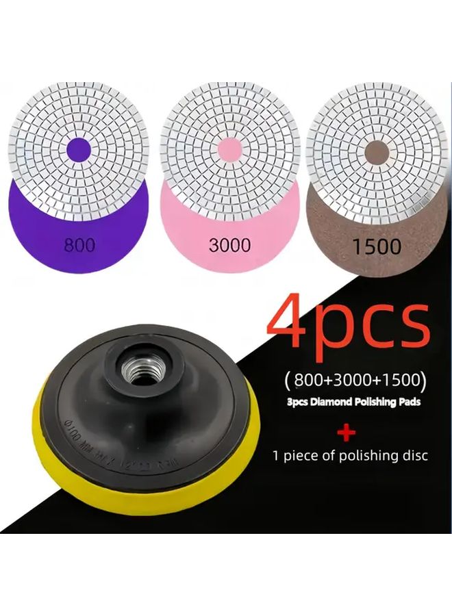 4pc Diamond Polishing Pad Grinding Wheel Kit 100mm for Granite Marble Concrete - Image 3