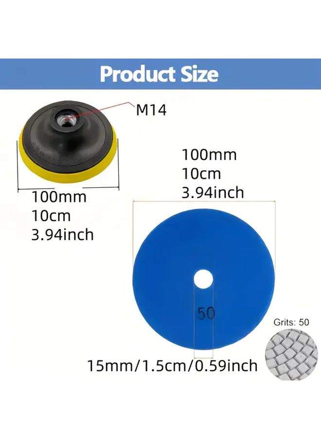 4pc Diamond Polishing Pad Grinding Wheel Kit 100mm for Granite Marble Concrete - Image 2