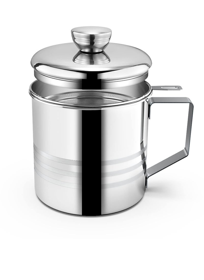 KASTWAVE 1.2L Oil Strainer Container, Stainless Steel Kitchen Cooking Oil Storage Pot Grease Keeper with Detachable Fine Mesh Filter  - Image 2