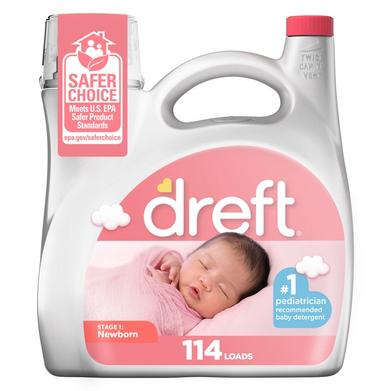 Dreft Stage 1 Newborn Baby Liquid Laundry Detergent, Gentle on Sensitive Skin, HE Compatible, 114 loads - Image 1