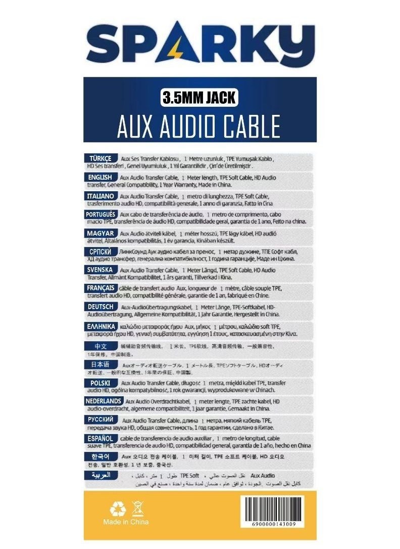 Sparky AUX cable male to male black  - Image 3