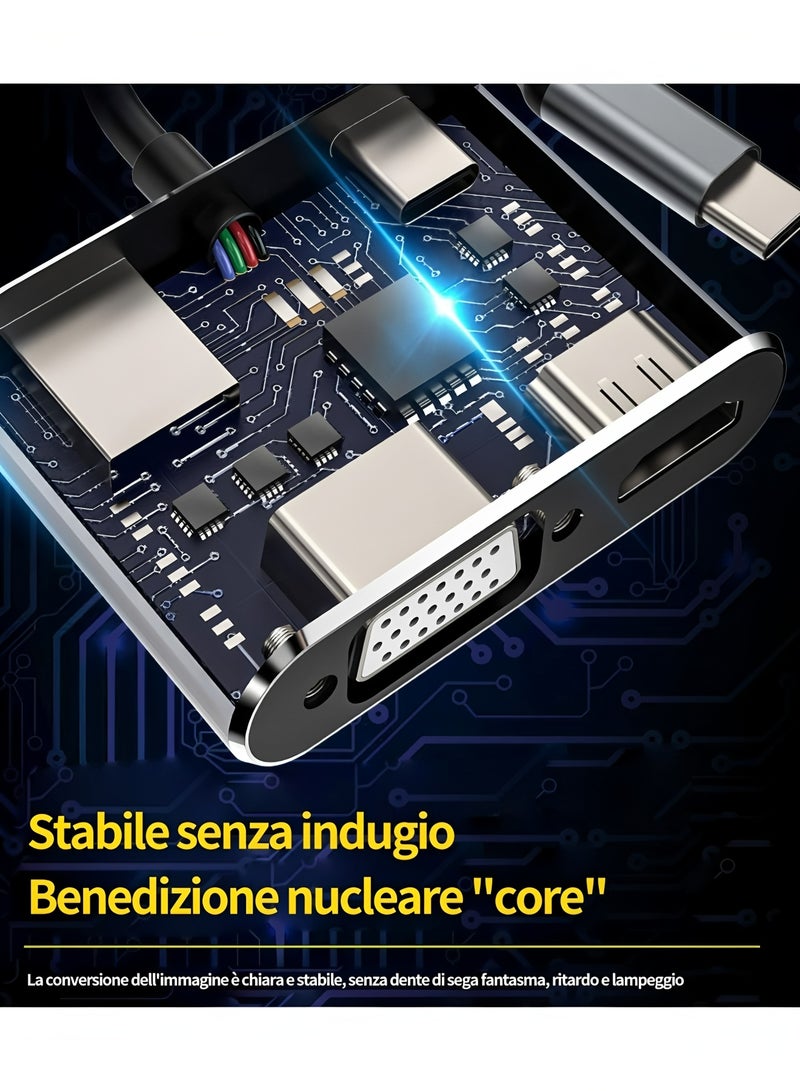 أبلينم محول موزع USB C 4 في 1 USB VGA Type C مع HDMI بدقة 4K و1080P VGA وUSB 3.0 وPD 3.0، لجهاز Nintendo Switch وMacBook/MacBook Pro/Galaxy Note 9/S9/S8/Huawei P20 وأجهزة USB C الأخرى - Image 4