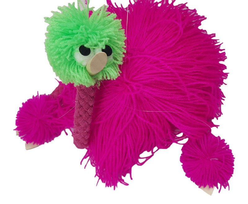 Traditional Handcrafted Ostrich Puppet Red Customizable Design - Light-Reflecting Educational Toy for Children's Interactive Play - Image 1