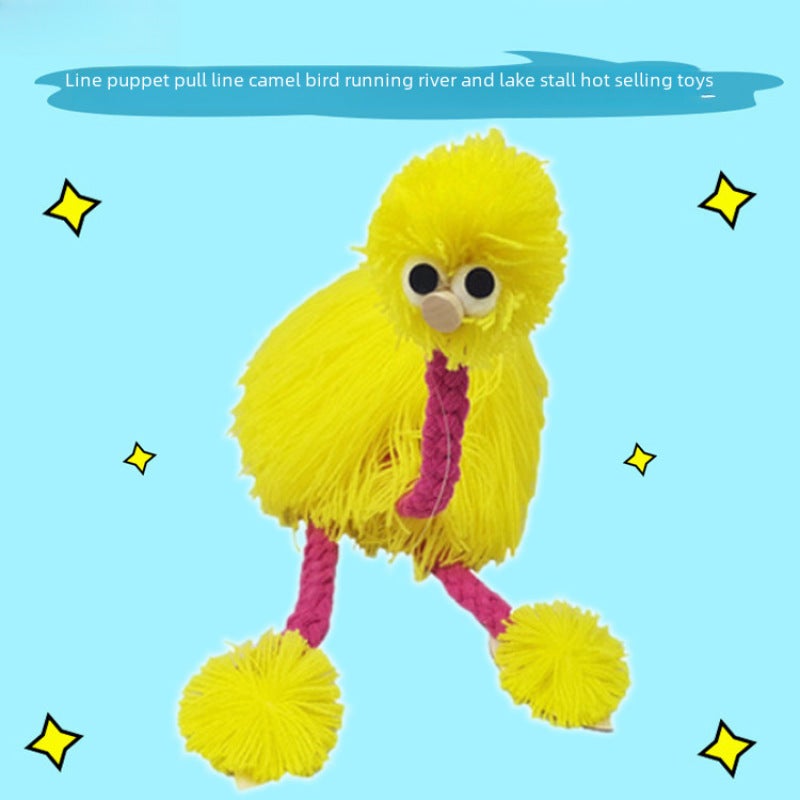 Traditional Handcrafted Ostrich Puppet Red Customizable Design - Light-Reflecting Educational Toy for Children's Interactive Play - Image 3