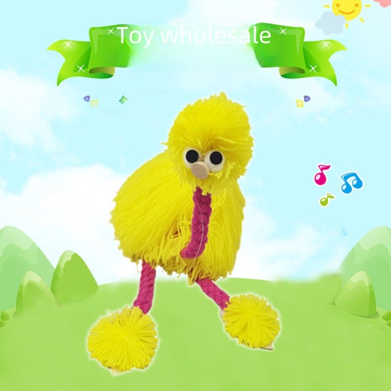 Traditional Handcrafted Ostrich Puppet Red Customizable Design - Light-Reflecting Educational Toy for Children's Interactive Play - Image 2