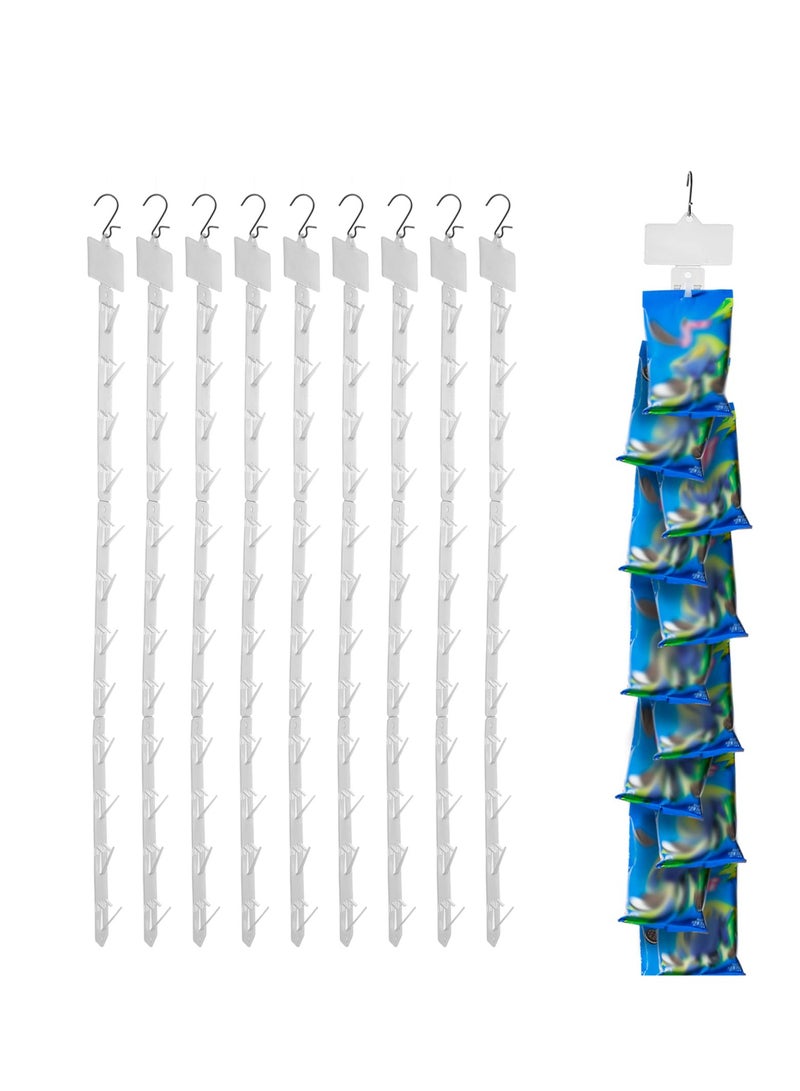 KASTWAVE 12 Pieces Station Hanging Merchandise Strips with Hooks, Merchandise Display Clip on Strip with Label Header for Retail Store Display  - Image 1