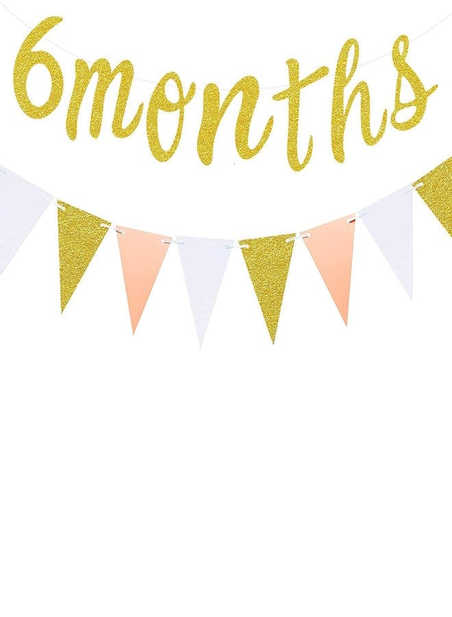 Festiko®Real Glitter Wooden Single Side 6 Months Baby 1/2 Birthday Party Decorations Golden (Banner) - Image 1