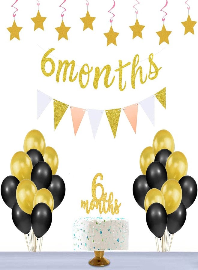 Festiko®Real Glitter Wooden Single Side 6 Months Baby 1/2 Birthday Party Decorations Golden (Banner) - Image 3