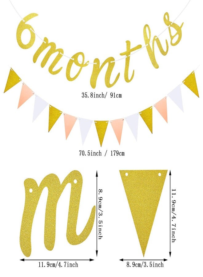 Festiko®Real Glitter Wooden Single Side 6 Months Baby 1/2 Birthday Party Decorations Golden (Banner) - Image 2