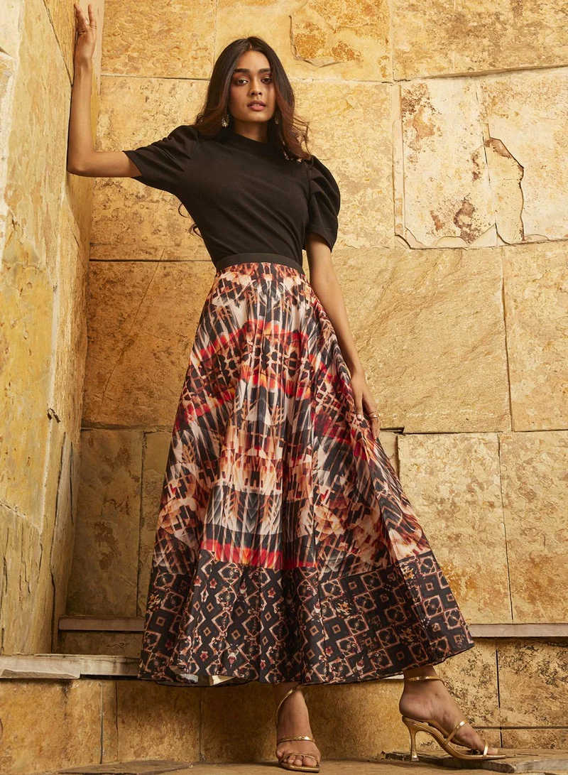 Bhanuni By Jyoti  IRON GREY AND CANTALOUPE ORANGE MAXI SKIRT for Women | Best Price UAE