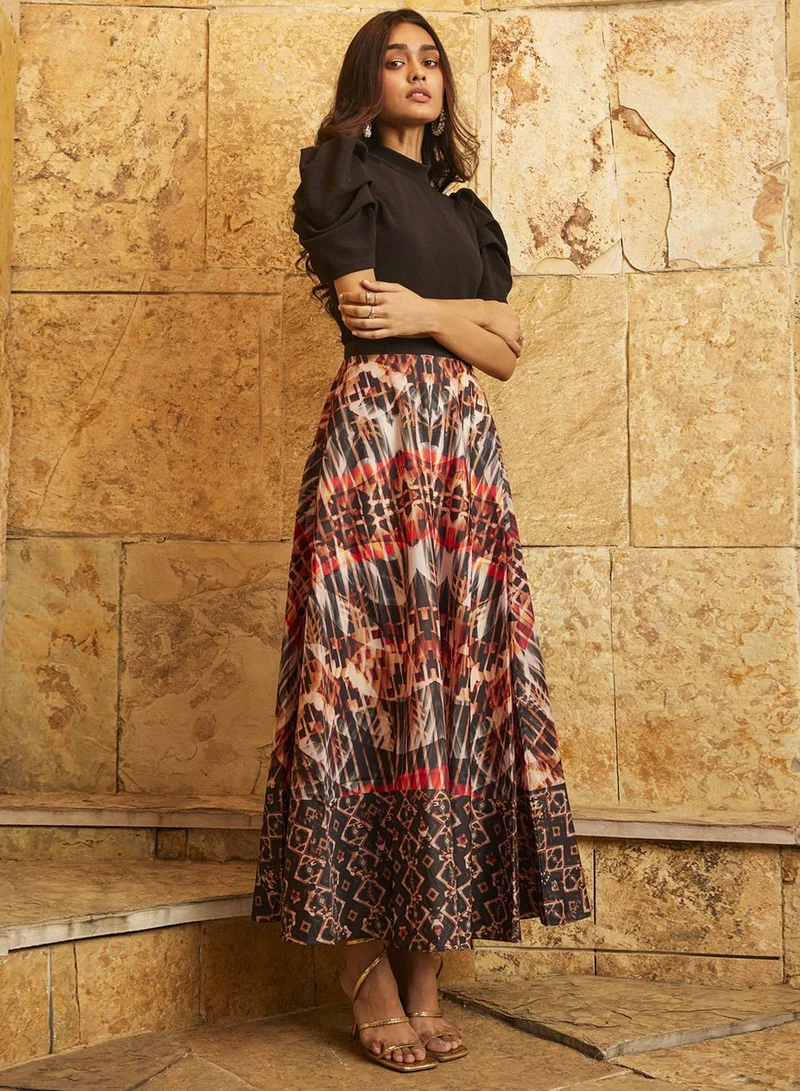 Bhanuni By Jyoti  IRON GREY AND CANTALOUPE ORANGE MAXI SKIRT for Women | Best Price UAE