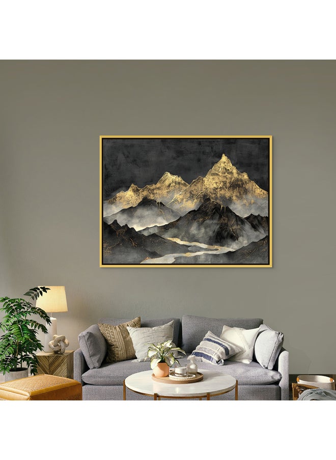 Art Decor - Art Decor Framed Canvas Abstract Black and Gold Mountain Wall Art Landscape Print Wall Decor for Home Office Living Room Bedroom Gifting - Image 1