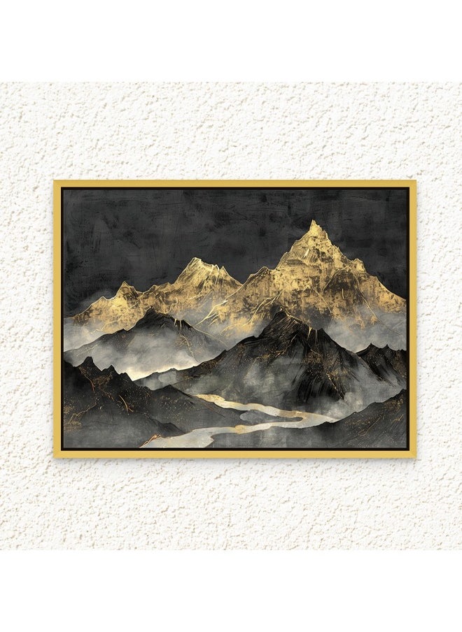 Art Decor - Art Decor Framed Canvas Abstract Black and Gold Mountain Wall Art Landscape Print Wall Decor for Home Office Living Room Bedroom Gifting - Image 1
