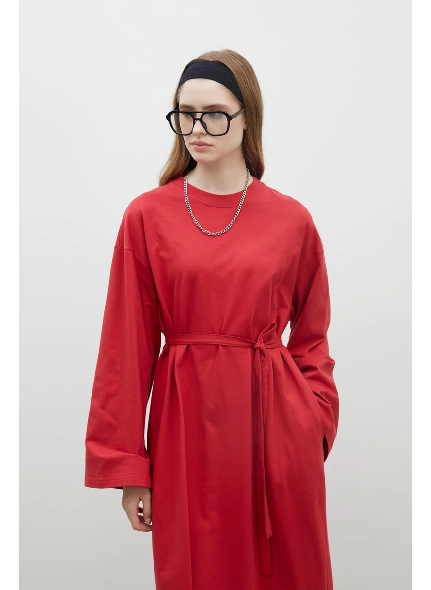 Manuka Oversize Cotton Dress Red