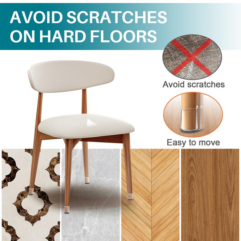 ANSIBLE 24 Pcs Chair Leg Floor Protectors Round, Silicone Felt Furniture Leg Pads Caps Covers for Hardwood Floors (Fit 8/16â€œ to 15/16â€) - Image 2