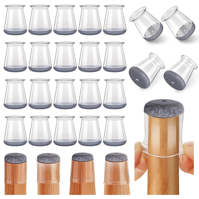 ANSIBLE 24 Pcs Chair Leg Floor Protectors Round, Silicone Felt Furniture Leg Pads Caps Covers for Hardwood Floors (Fit 8/16â€œ to 15/16â€) - Image 1