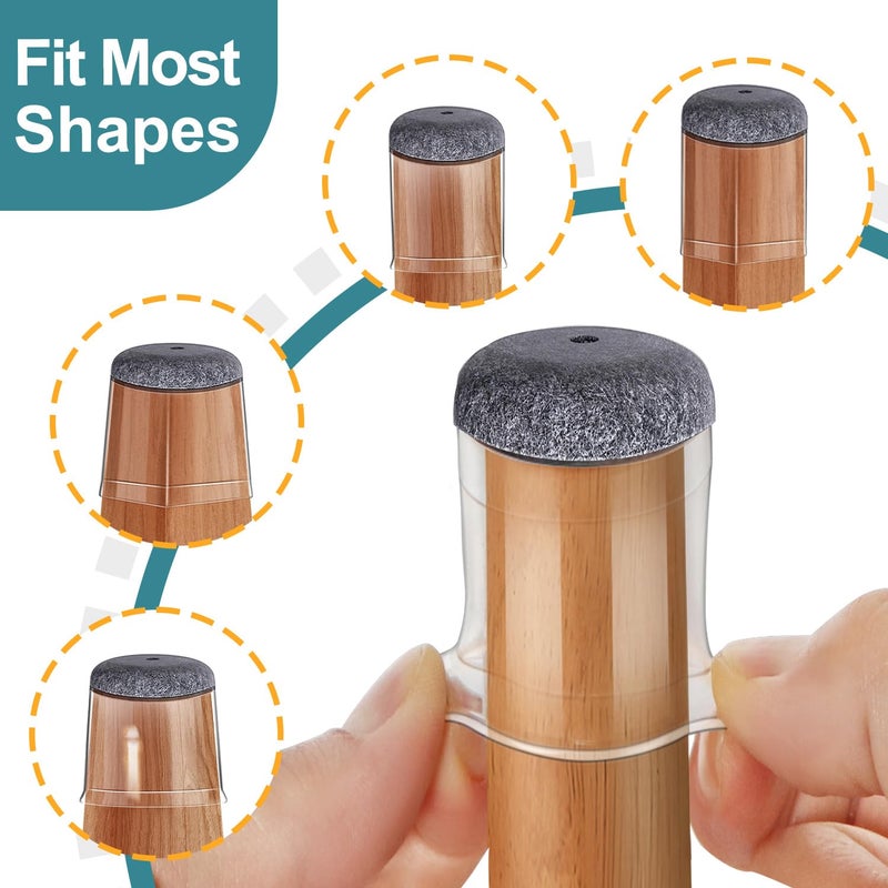 ANSIBLE 24 Pcs Chair Leg Floor Protectors Round, Silicone Felt Furniture Leg Pads Caps Covers for Hardwood Floors (Fit 8/16â€œ to 15/16â€) - Image 3