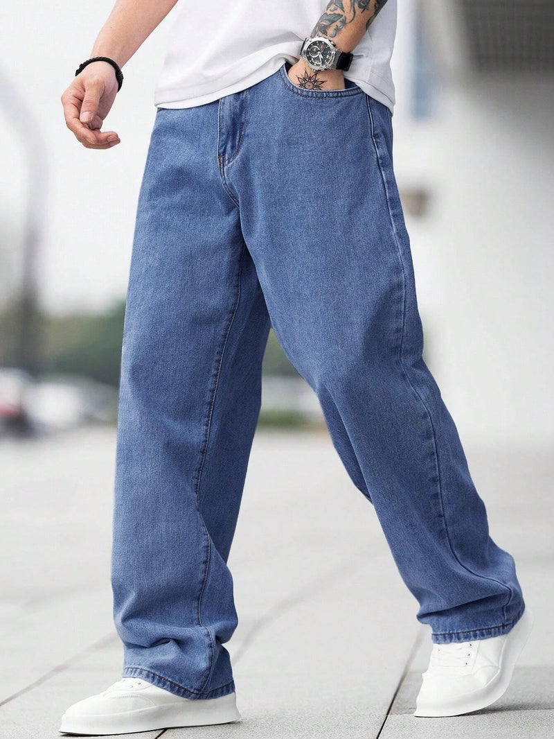 Lymio Baggy Denim Jeans Pants for Men (L-Jeans) (in, Numeric, 30, Regular, Baggy Jeans-Blue) - Image 2