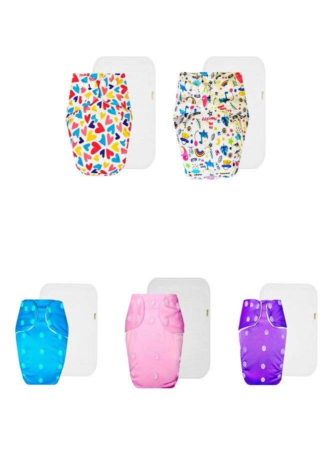 Dumbledo Premium Cloth Diaper with Cotton Insert (Pack of 5) | Soft & Gentle | Leakproof | Travel Friendly | Perfect for Indian Summers | 3 Months - 3 Years | Unisex Baby - Image 1