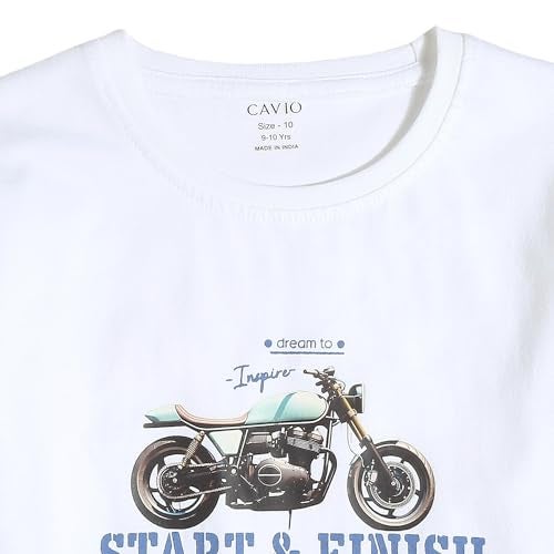 CAVIO Boys Navy Regular Fit Printed Casual Cotton Half Sleeve Shirt and T-Shirt - Image 4