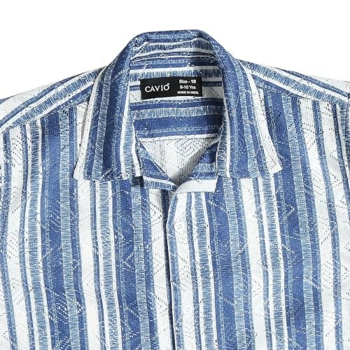 CAVIO Boys Navy Regular Fit Printed Casual Cotton Half Sleeve Shirt and T-Shirt - Image 5