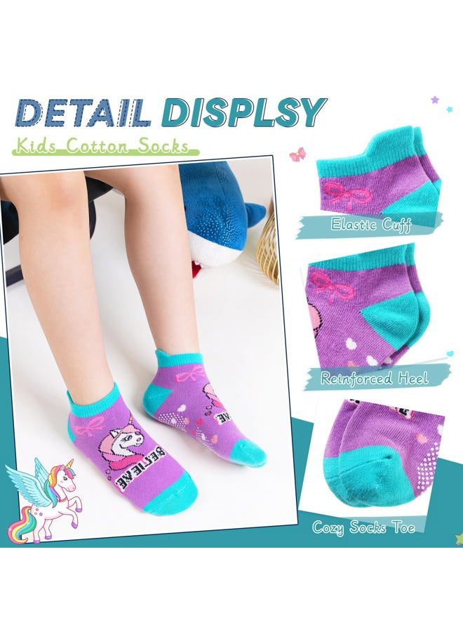Eyean Kids Ankle Cotton Socks Cute Animal Pattern Soft Non Slip Boys Girls No Show Socks 6 Pairs, Unicorn, 6-8 years - Image 4
