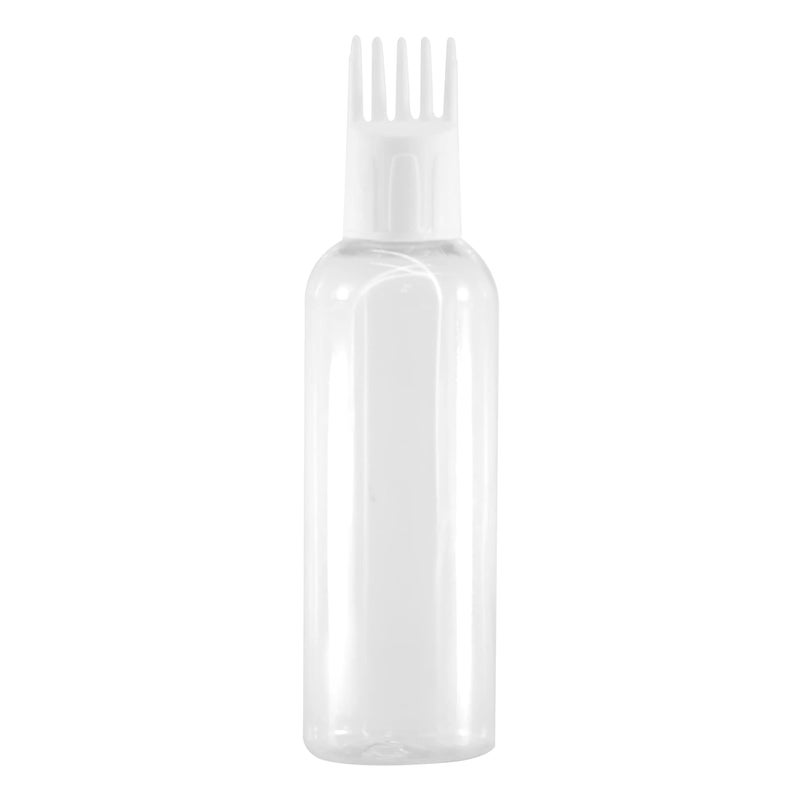 MeeTo Root Comb Applicator Empty Cylindrical Bottle, Ounce Applicator Bottle for Hair Oil Shampoo Medicine & Dye Bottle Applicator Brush Bottle, for Hair Root Comb White Applicator, Pack Of 1 - Image 1