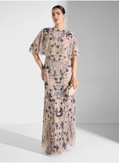Maya Embellished Cape Sleeve Maxi Dress  - Image 4