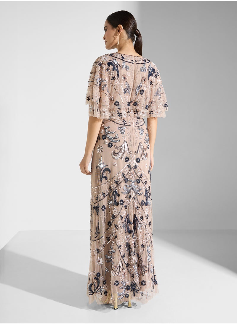 Maya Embellished Cape Sleeve Maxi Dress  - Image 2