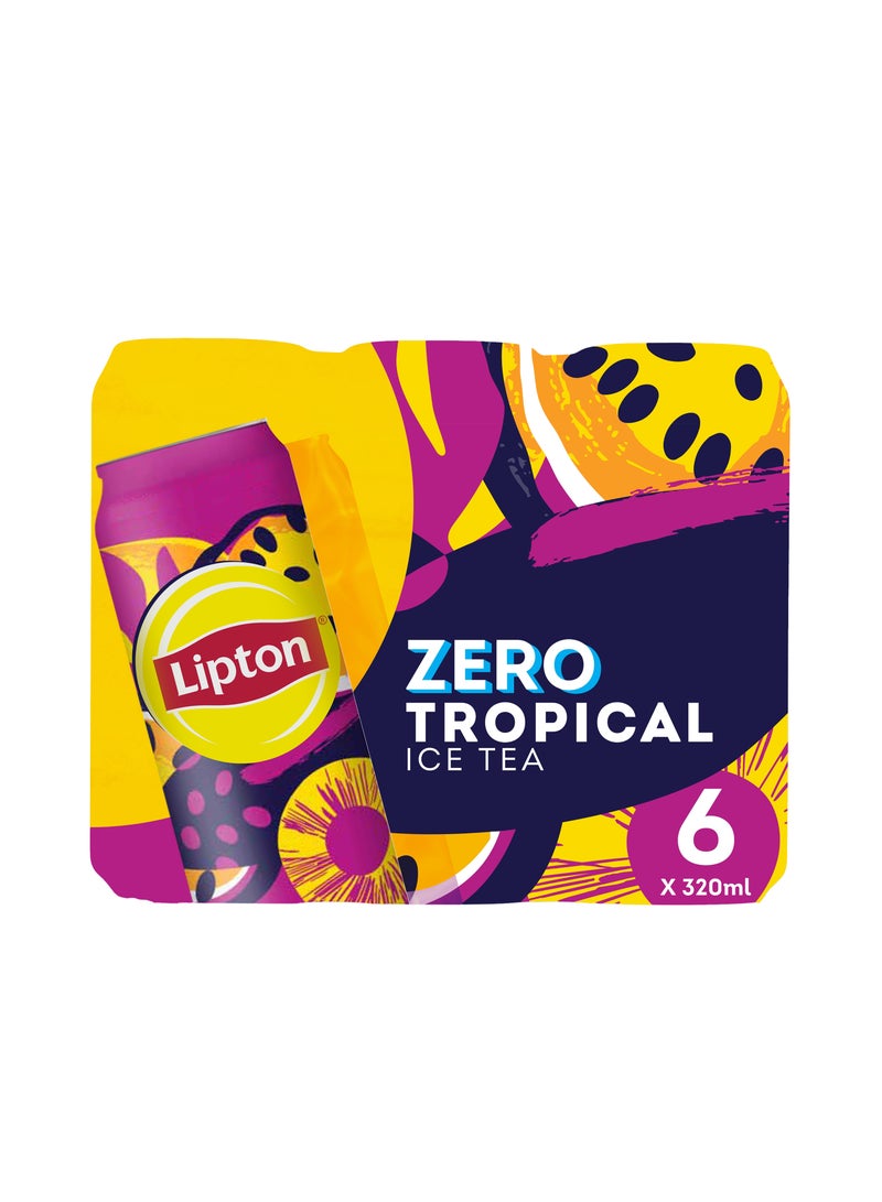 Lipton Zero Sugar Tropical Passionfruit And Mango Ice Tea 6 x 320ml - Image 1