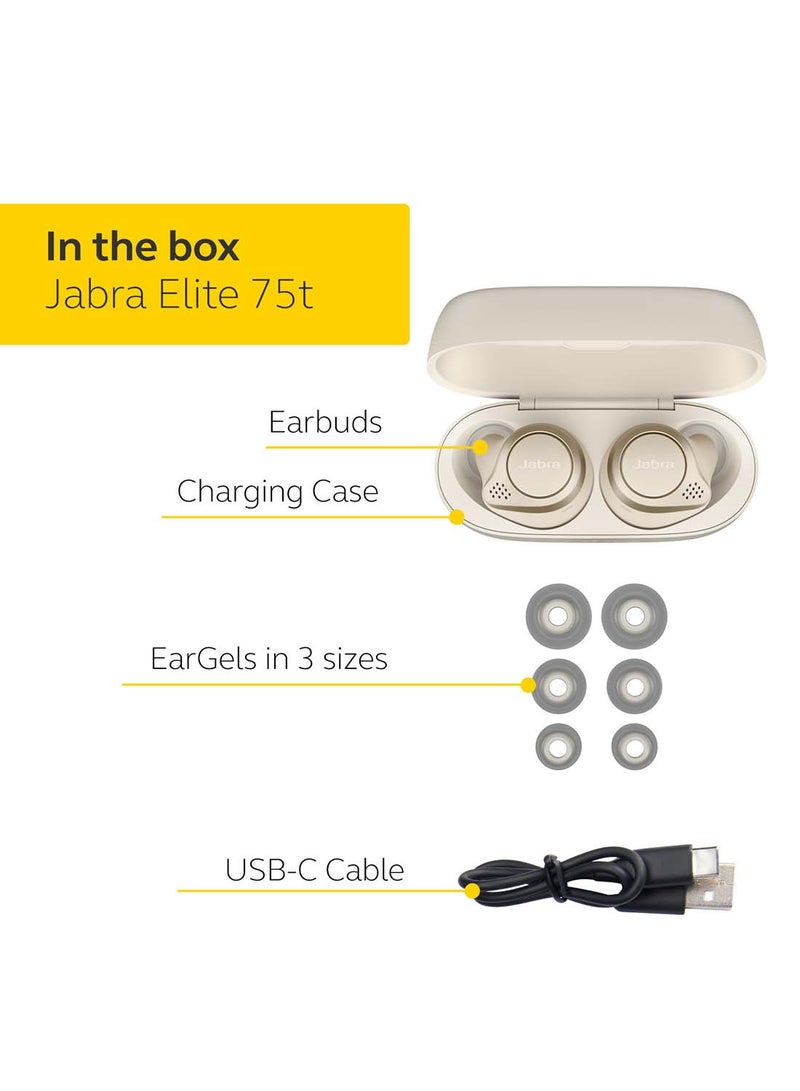 جابرا سماعات أذن Elite 75t – سماعات بلوتوث مع خاصية إلغاء الضوضاء النشطة وعمر بطارية طويل للمكالمات والموسيقى اللاسلكية الحقيقية - Image 2