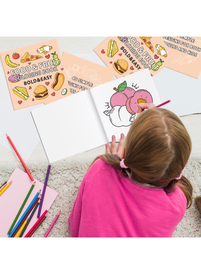 Peachjoy 1Pack Food & Fruit Coloring Book 8.3"x8.3" 40 Sheets Coloring Books Simple Stress Anxiety Relief Thick Paper No Bleeding Color Booklets for Food Theme Kids Rewards Prizes Party Supplies - Image 5