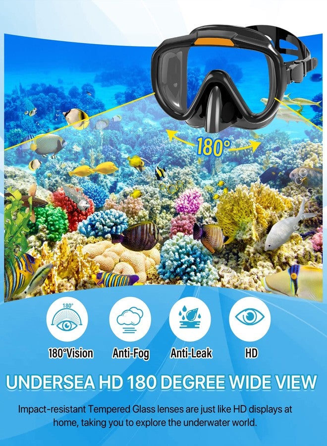Delavala Adult Snorkeling Kit (Black - L-XL ) - Mask & Dry Snorkel - Quality Equipment for Discovering The Underwater World - Image 2